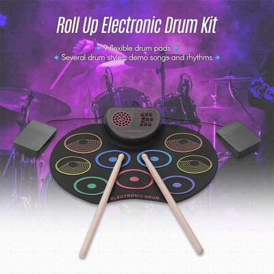 Colorful Portable Electronic Drum Set Built-in Speakers & Rechargeable Battery