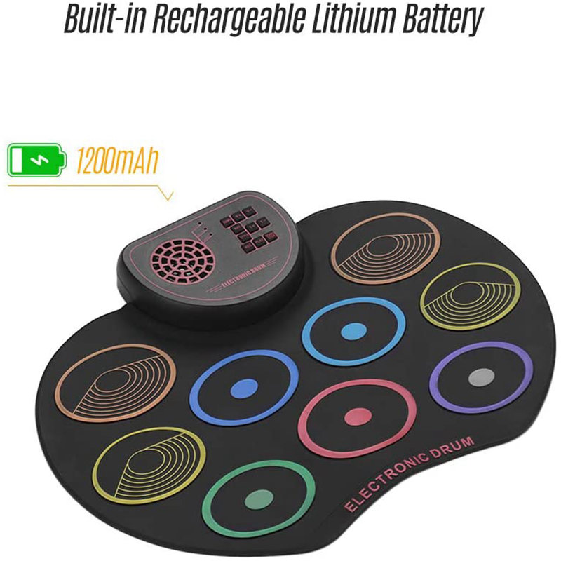 Colorful Portable Electronic Drum Set Built-in Speakers