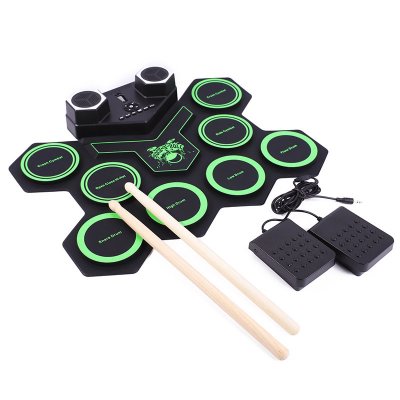 Bluetooth 9 Pads Portable Electronic Drum Set  With LED Lights And Built-in Speaker