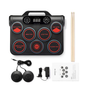 Portable Drums, Tabletop Drum Set, 7 Pad Digital Drum Kit, Touch Sensitivity